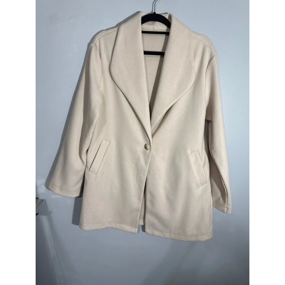 SHEIN Women’s Medium Cream Oversized Blazer Coatigan Shawl Collar Minimalist